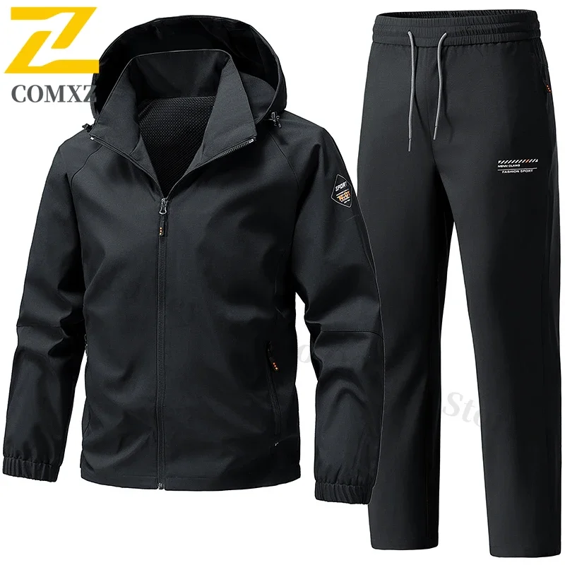 Men Sportswear Sets Spring Autumn 2025 Jogging Tracksuit Hooded Jacket+Pant Sweatsuit Junior Men's 2-piece Outdoor Running Sets