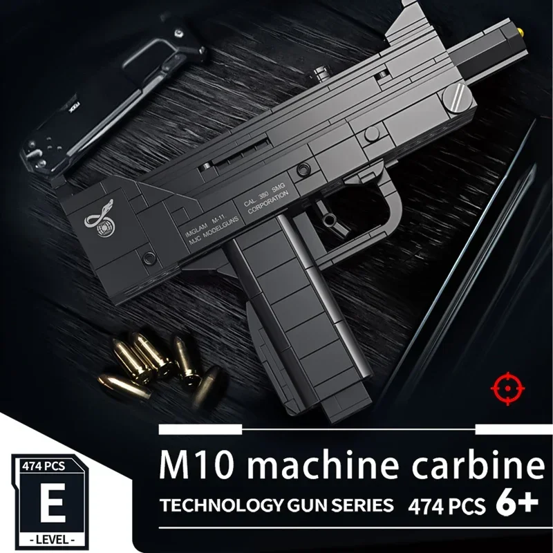 

Коллекция M10, модель пулемета, игрушечный строительный блок, пистолет в сборе, игрушечная банка для стрельбы, детский пистолет 98k для мальчиков, 3d Диона ak47головоломка