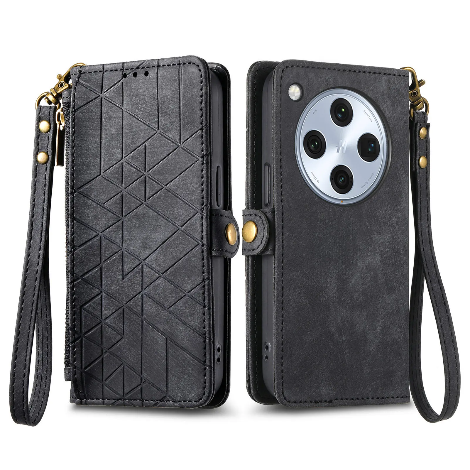 

Flip leather zipper wallet cover For Oppo Find X8 Pro Fall prevention Many Card Slot With Lanyard Phone Case For Find X8Pro
