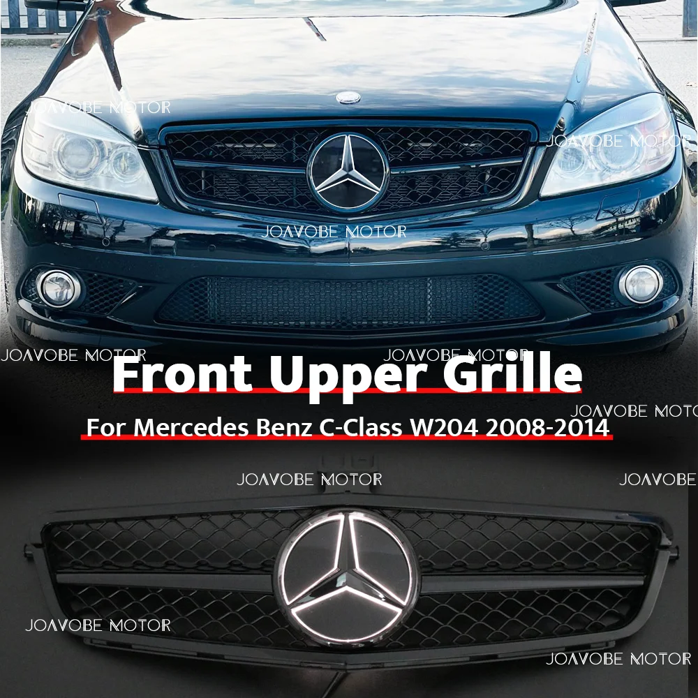 

Glossy Black AMG Style Front Grille W/Glossy Black LED Mirror Emblem For Mercedes Benz C-Class W204/S204/C204 2008-2014