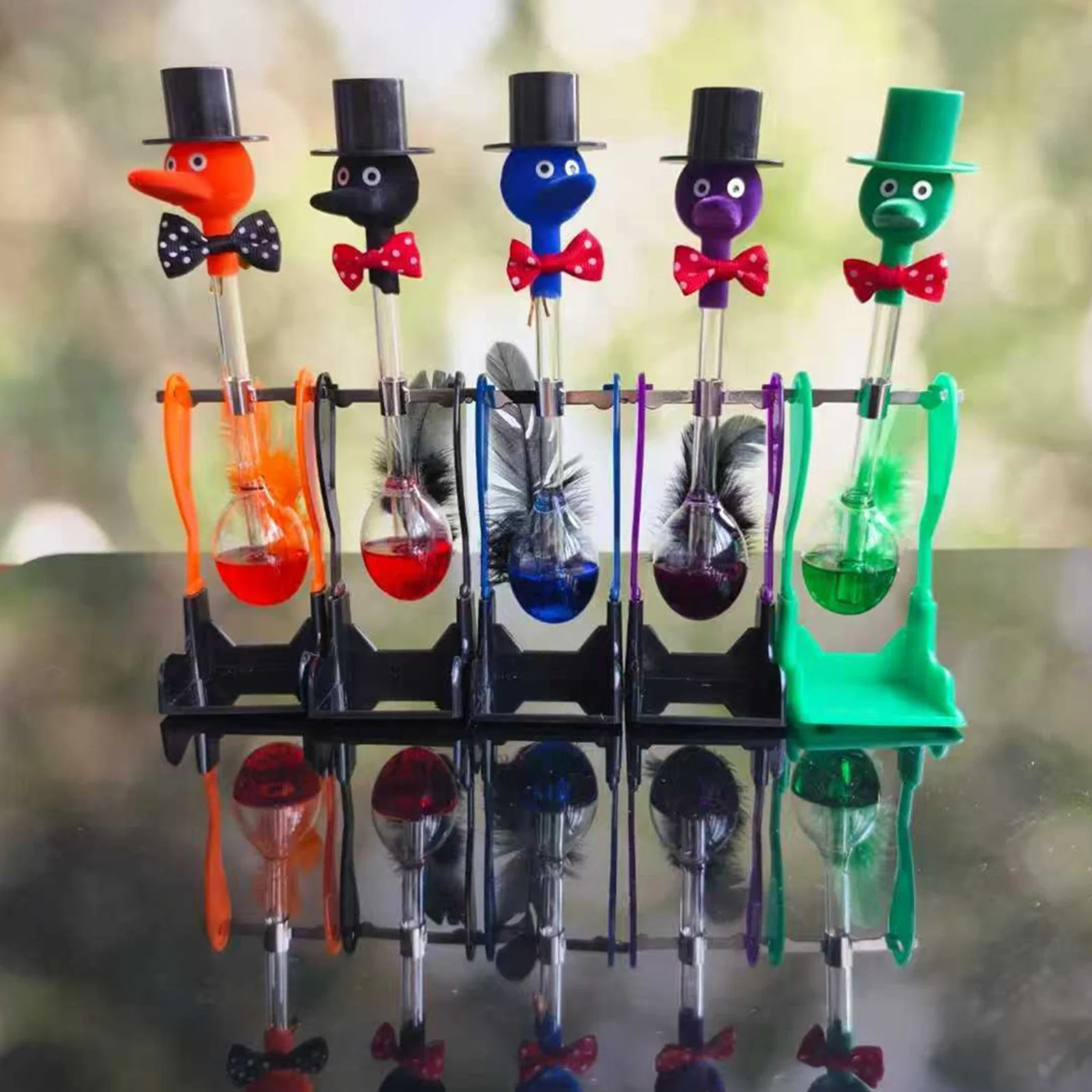 Drinking Bird Happy Bobbing Lucky Bird Liquid Drinking Glass Lucky Bird Educational Duck Bobbing Magic Prank Desk Decor Ornament