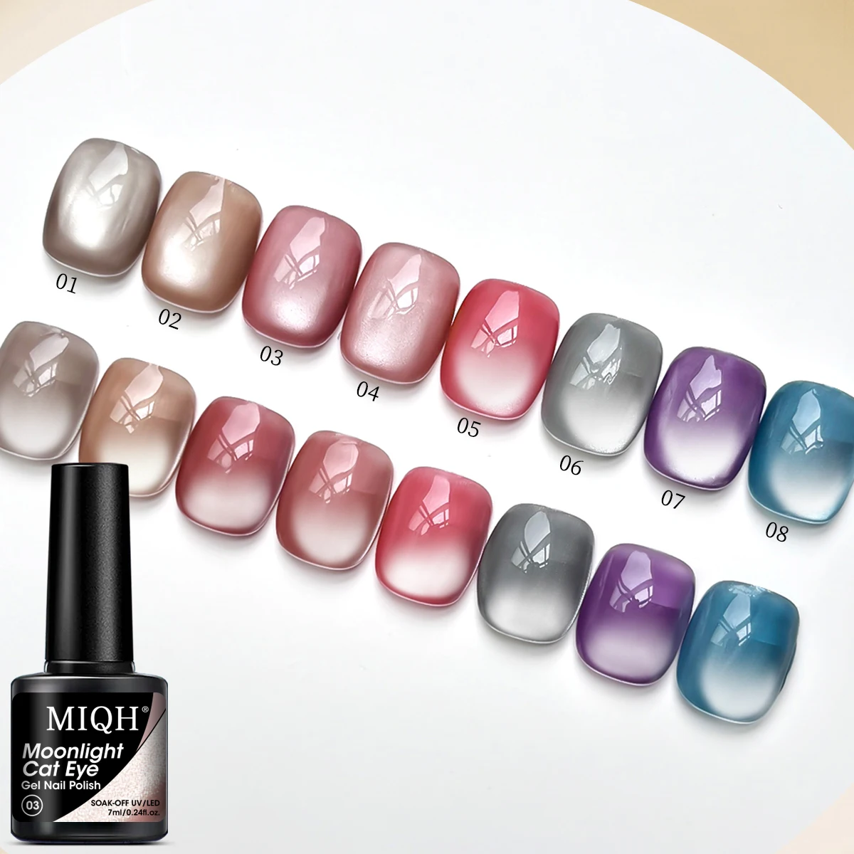 7ml Cat Eye Gel Moonlight Nail Polish Magnetic Nail Polish Gel Silvery Glitter Mirror Glass Milkshake Cat Eye Gel Polishing Holo