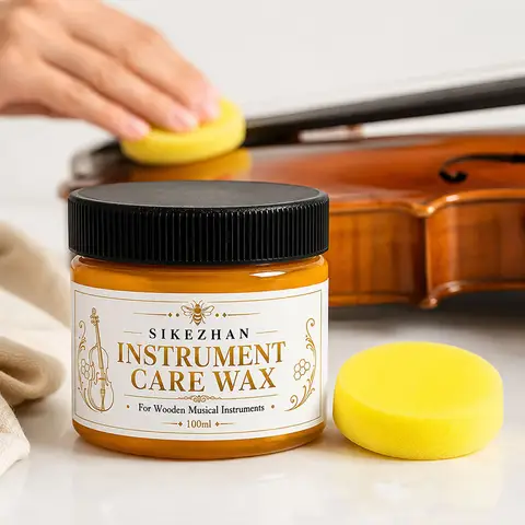 Wood Care Beeswax Polish for Instruments Furniture Floor Cabinet Wax Cleaner Conditioner Restorer Protector 100ml with Sponge