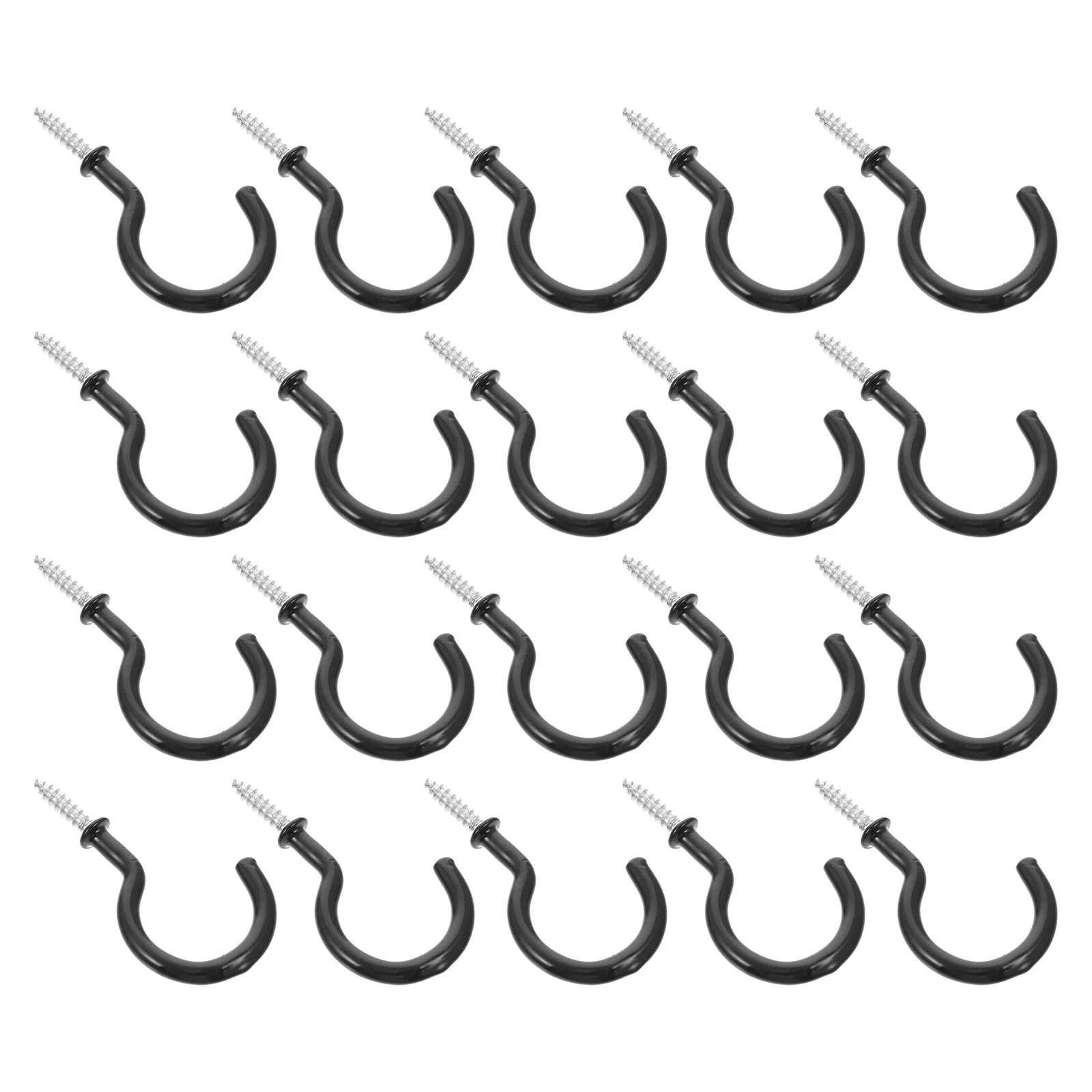 

24pcs Cup Hook 2 Inch Black Question Mark Shape Storage Hooks for Kitchen Bedroom Home Decor Practical Use Multi