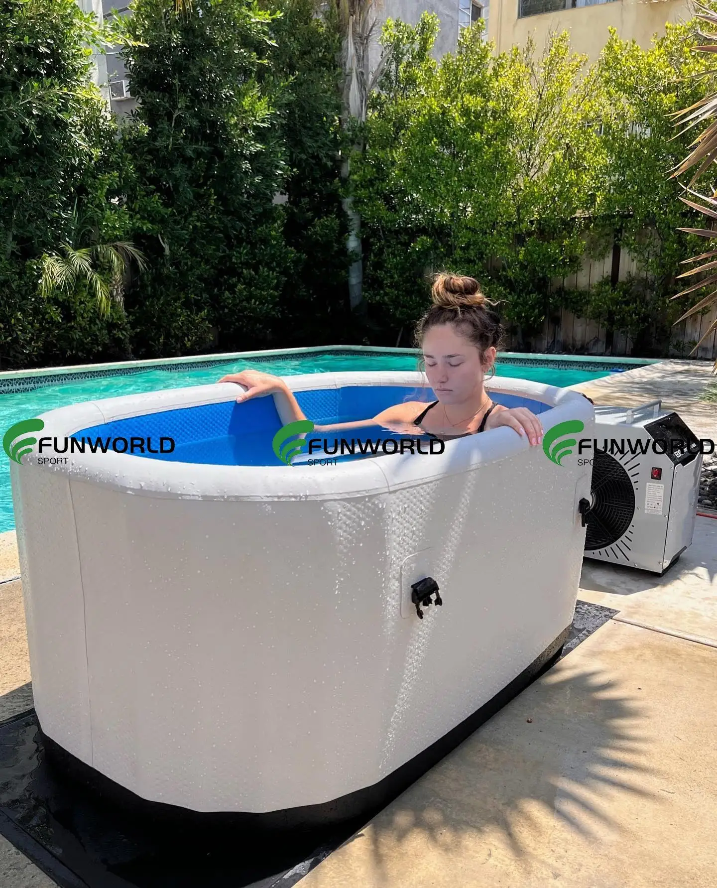 Sports Ice Tub Stand Alone For Athletes With Chiller Inflatable Home Made Cold Plunge Ice Water Bath