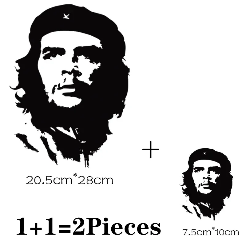 2Pcs/Lot Ernesto Che Guevara Heat Thermal Transfer T Shirt Stickers Ironing Applications Iron On Fusible Patches For Clothing