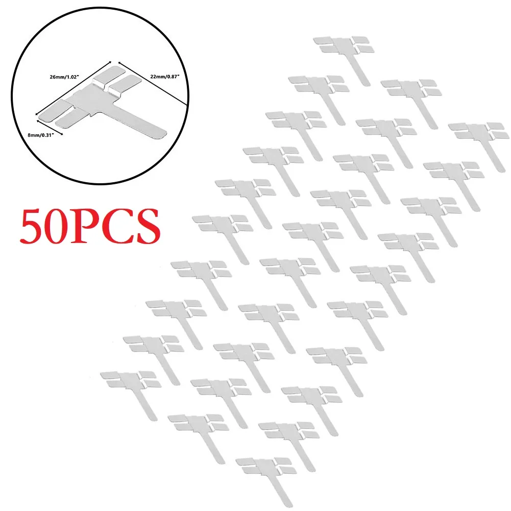 50pcs T Type Nickel Plated Steel Strap Strip Sheets For Nickel-hydrogen Lithium Laptop Battery Pack Spot Welder Equipment