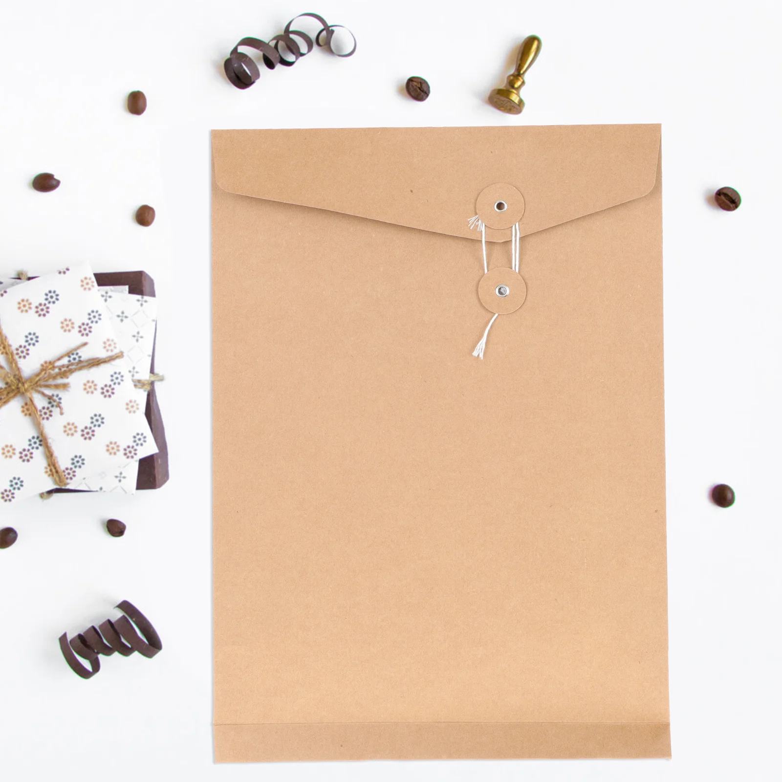 

10Pcs Reusable A4 Document Envelope Kraft Paper File Organizer String Tie for Office Home Use Document Envelope