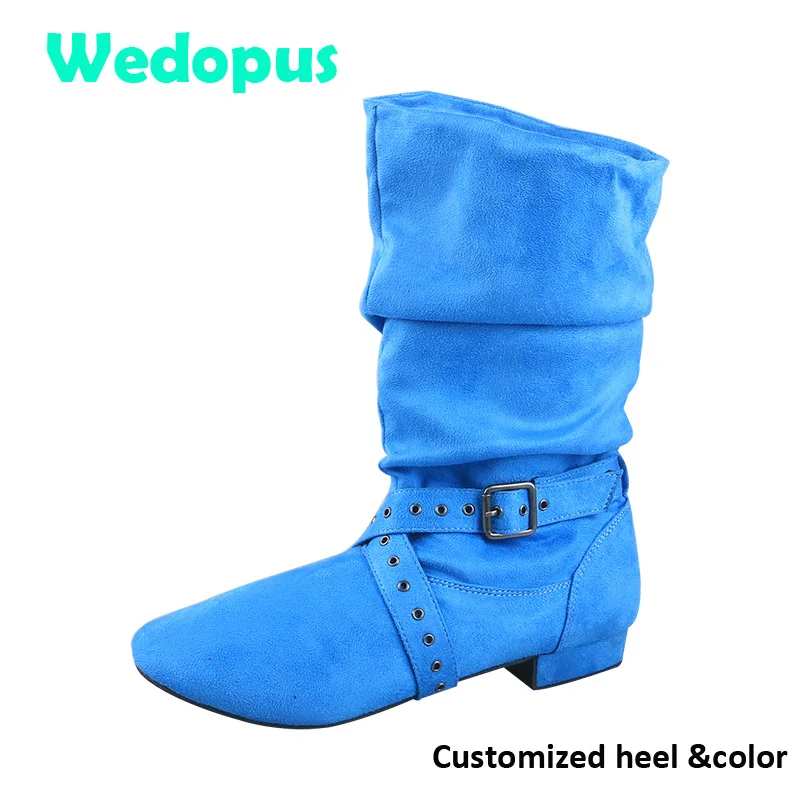 Wedopus Customized 28 Colors Urban Step Sky Blue Dance Boot Soft Suede Sole Dance Boots for Women 2CM