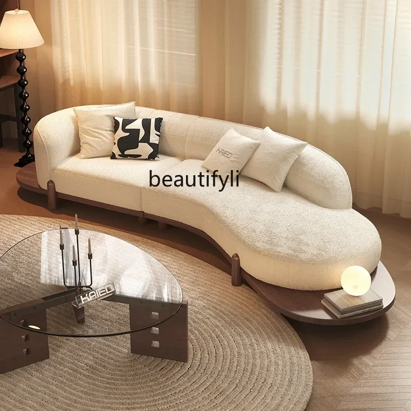 yh Medieval log wind living room special-shaped corner sofa atmospheric lamb wool fabric sofa modern light luxury designer