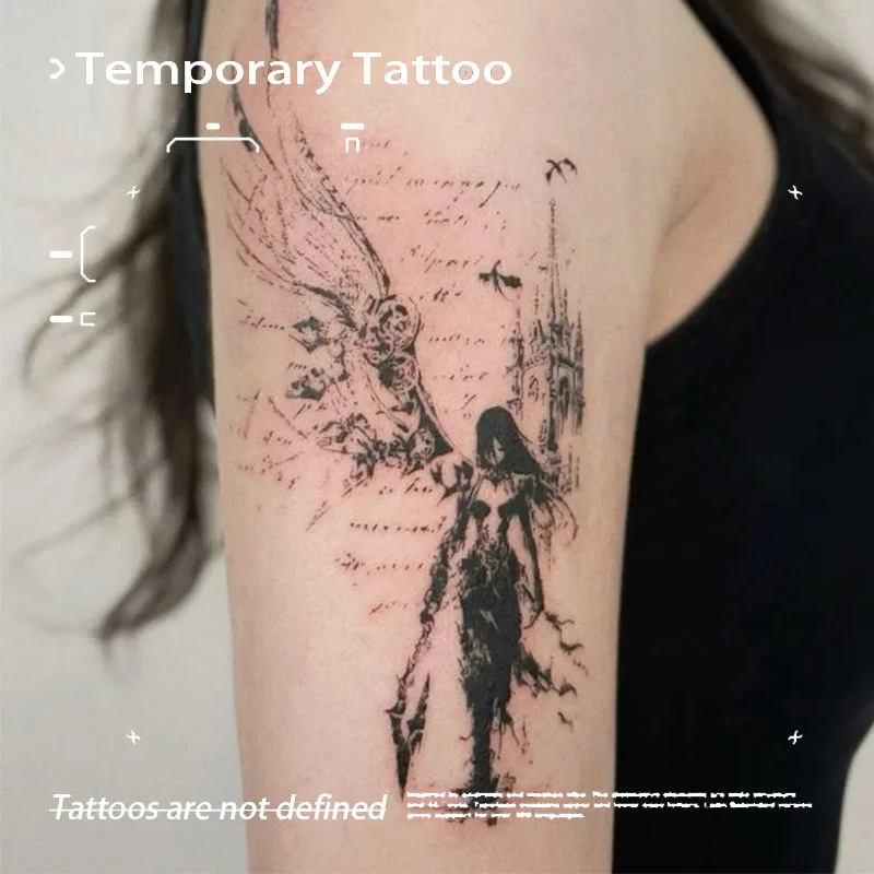 خمر نمط التنين القاتل العشبية عصير الوشم ملصق مثير فتاة ساخنة الوشم المؤقت مقاوم للماء وهمية الوشم حفلة هدية Y2K #1