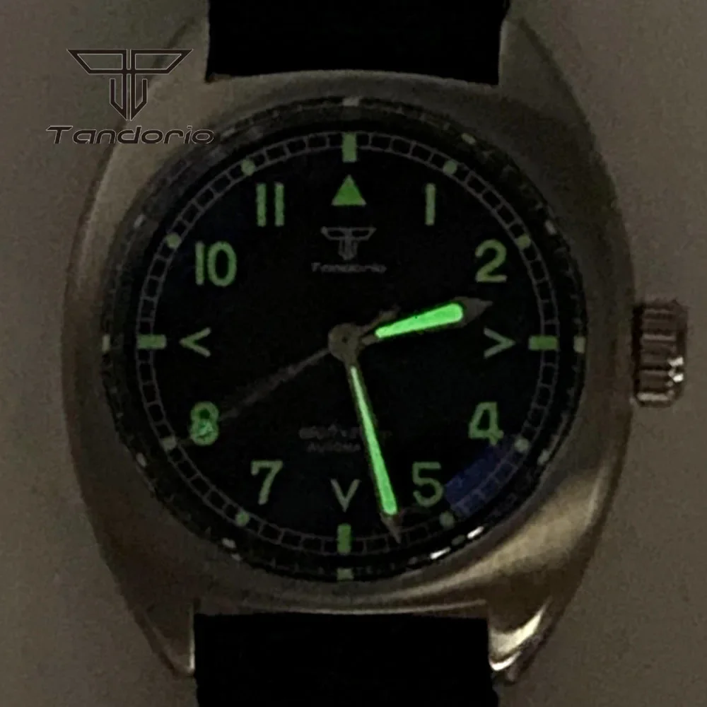 Tandorio Domed الياقوت العسكري الغوص 36 مللي متر ساعة أوتوماتيكية ميوتا 8215/PT5000 الميكانيكية Movt مضيئة 20ATM للجنسين ساعة اليد