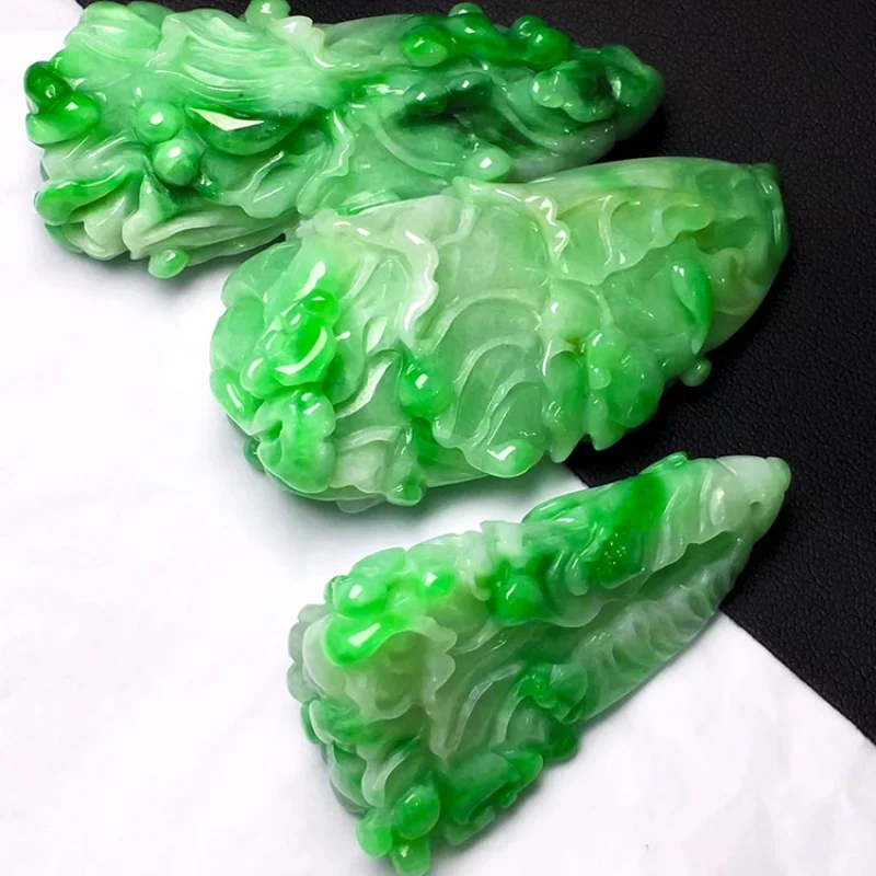 Natural a-Level with Color Cabbage Jade Pendant