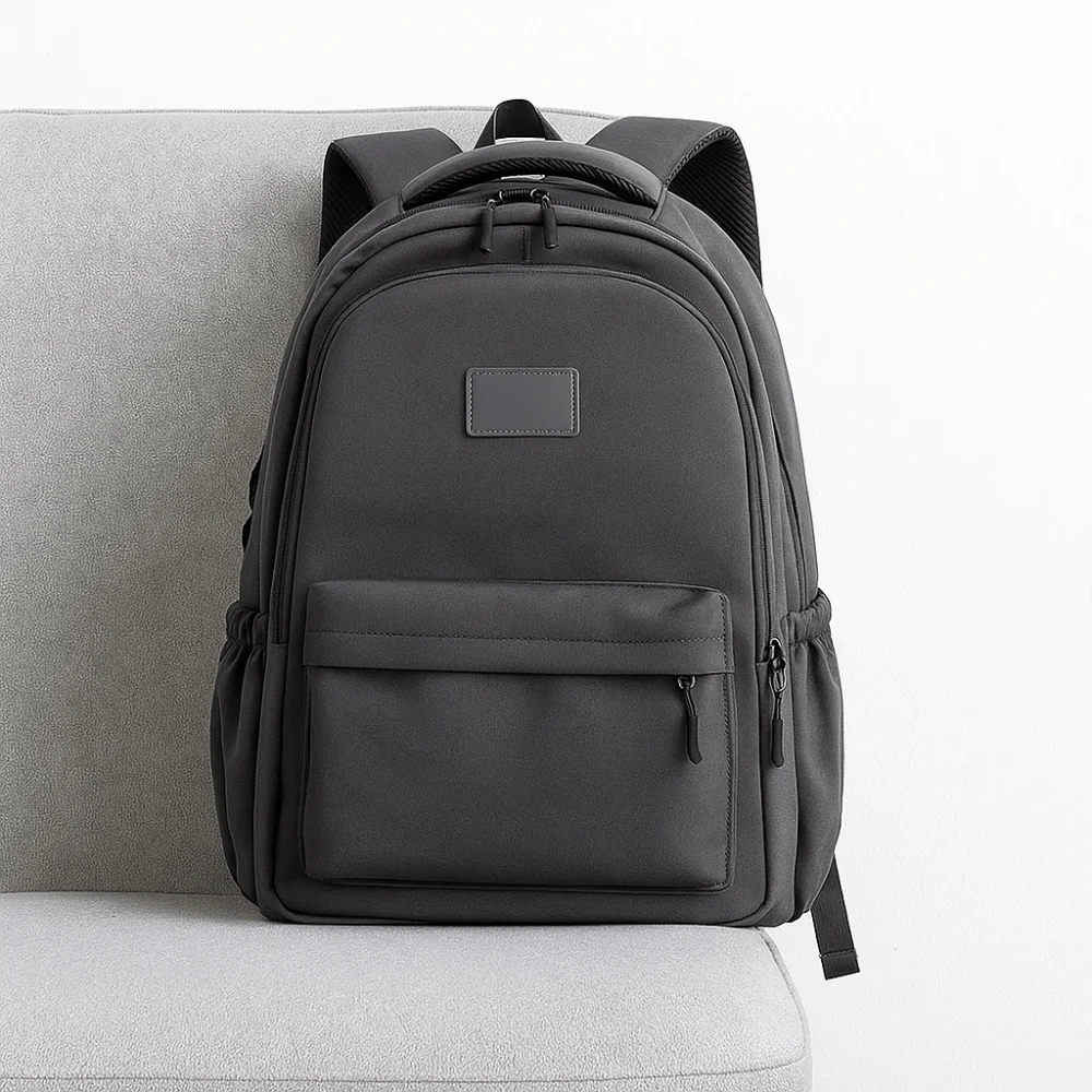 حقيبة مدرسية للكمبيوتر المحمول بلون سادة، سعة كبيرة، سحاب، حقيبة ظهر ذات سعة كبيرة، مقاومة للاهتراء، مقاومة للماء، حقيبة ظهر جامعية للمراهقين #3
