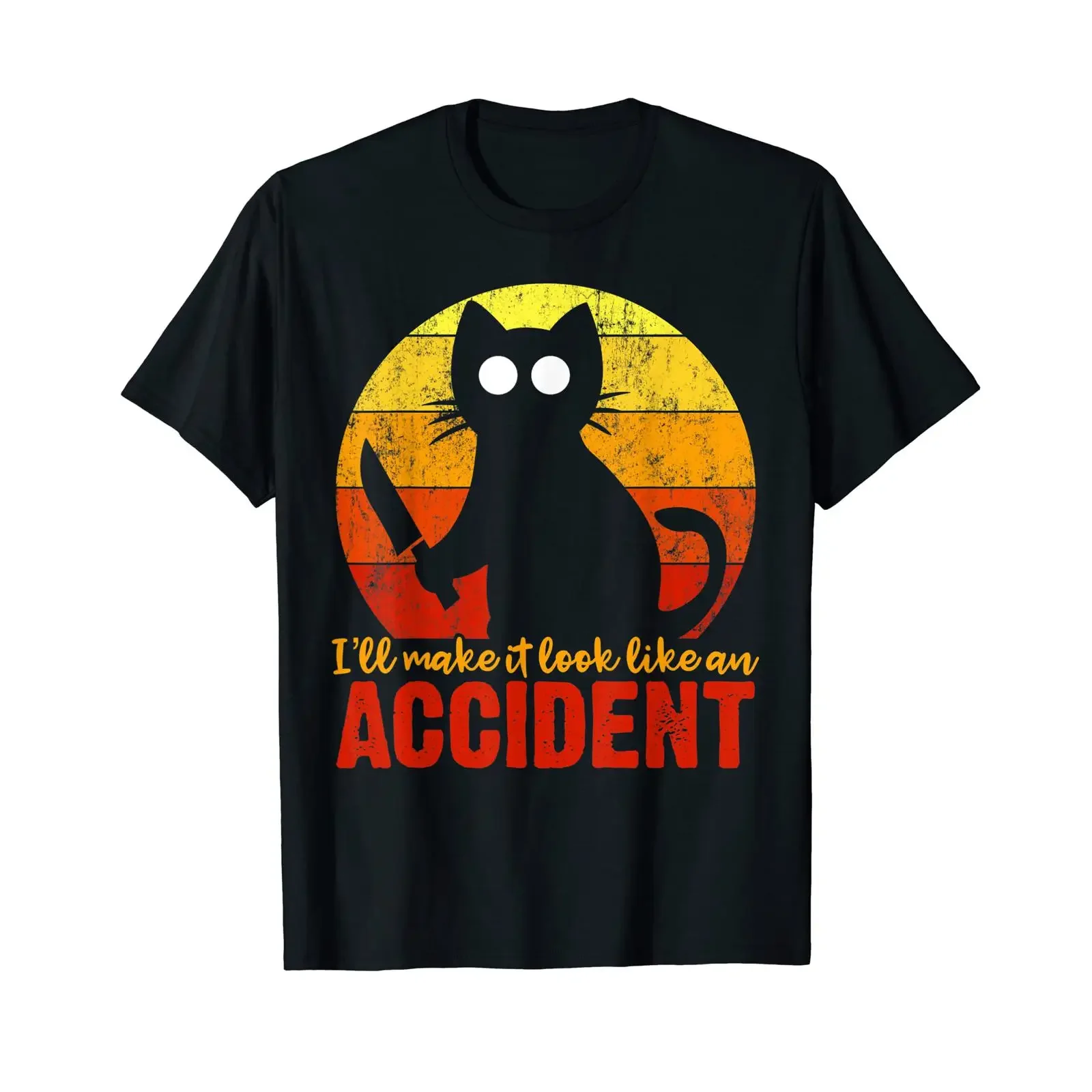 I'm making it look like an accident Halloween Gory Cat T shirt vintage Washed Unisex Soft Comfortable Stretched graphic