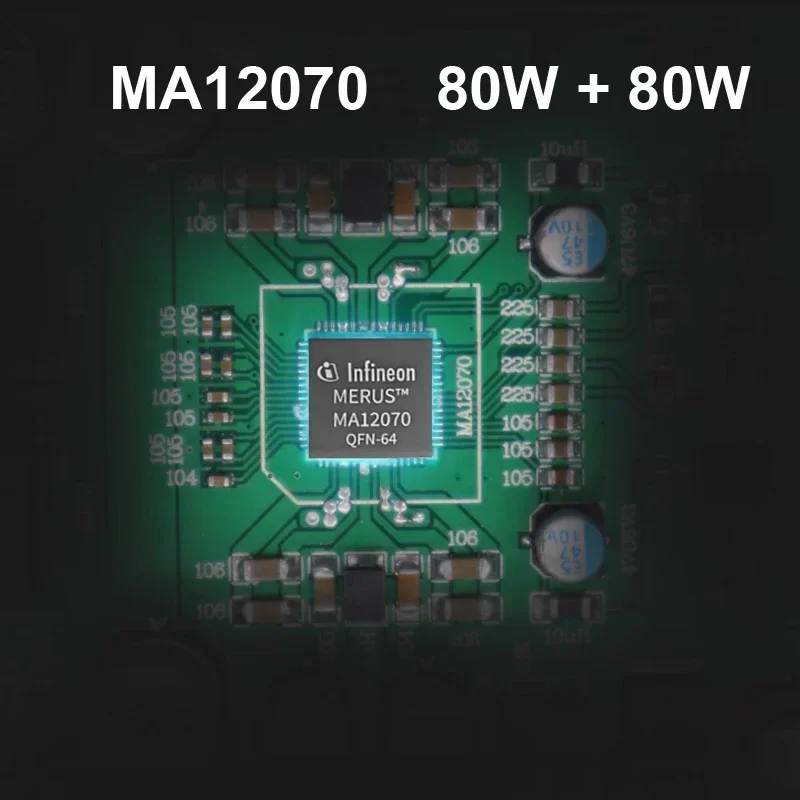 2*80W Infineon MA12070 Digital Audio Power Amplifier MA12070P Speakers 20W~200W HiFi Stereo AMP Class D Aux DC15-19V