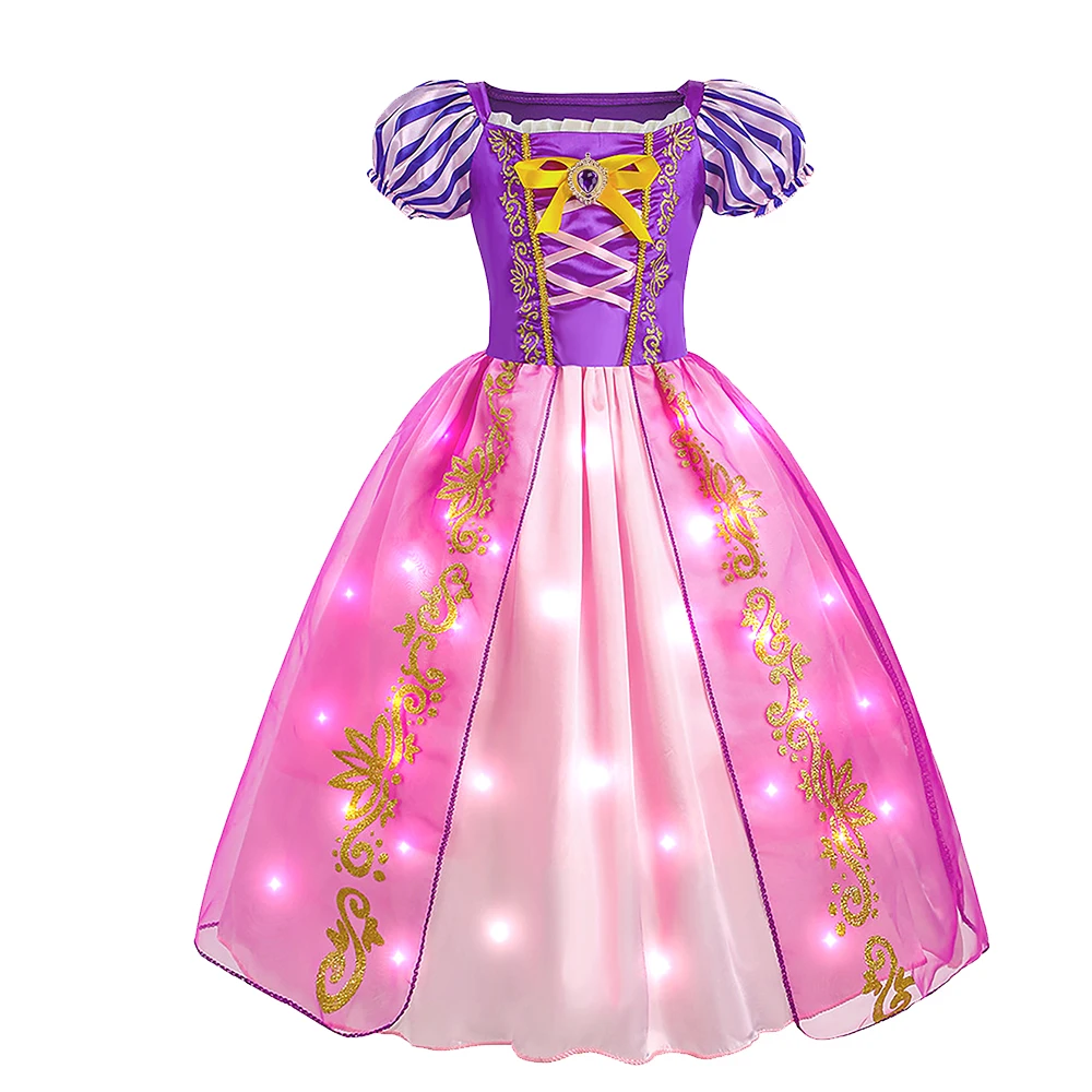 فستان رابونزال للفتيات مزود بإضاءة LED فستان أطفال فساتين الأميرة رابونزال أزياء تنكرية ملابس أطفال كرنفال #2