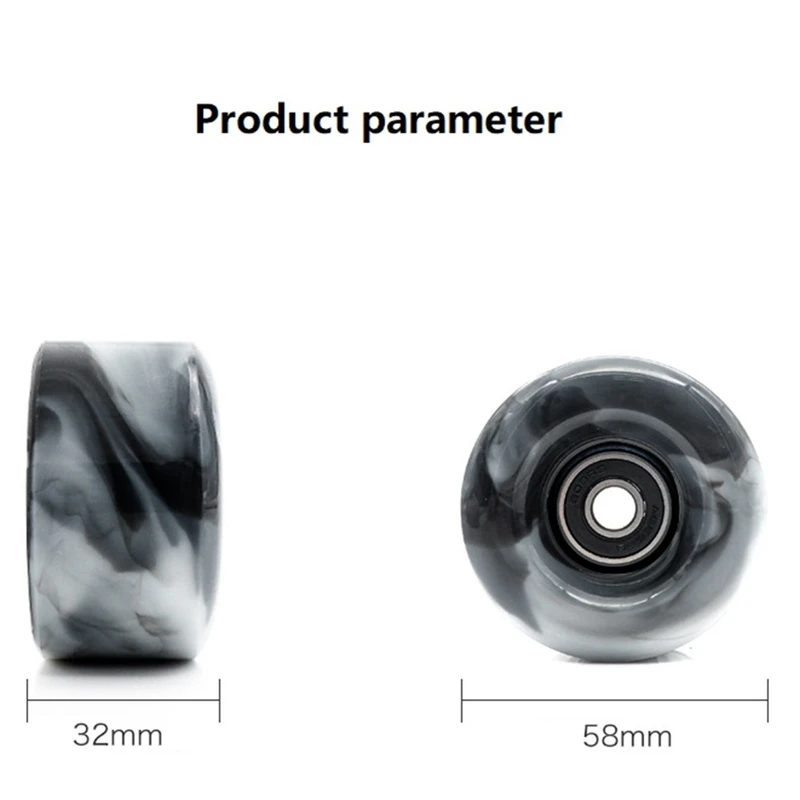 Ruedas de patín de 4 piezas con rodamientos, para patinaje de doble fila y monopatín, 32Mm X 58Mm, 82A