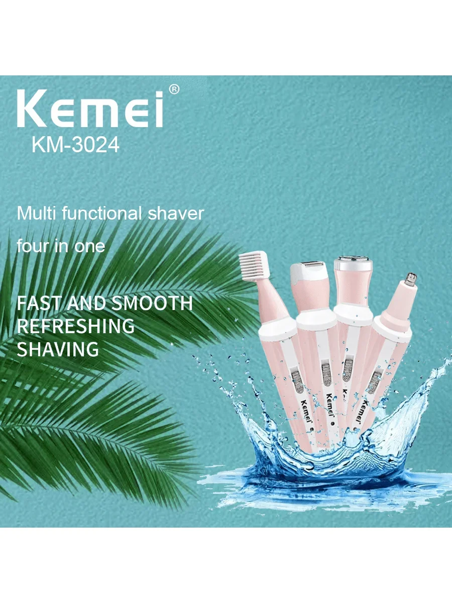 

Rechargeable Electric Portable Women's Shaver Shaving Kemei KM-3024 Female Body Hair Removal Female Hair Trimmer