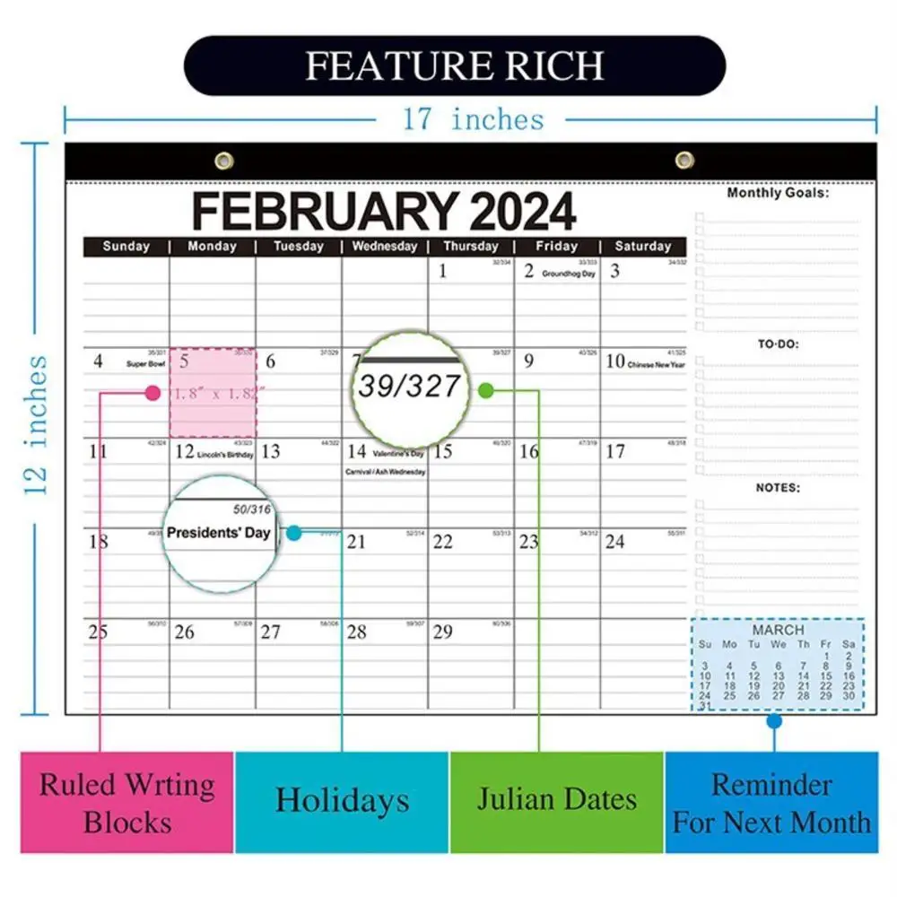 Desk Calendar 2023.7-2024.12 Professional Desk Calendar With Large Monthly Pages And To Do List Office Schedule Wall Calendar