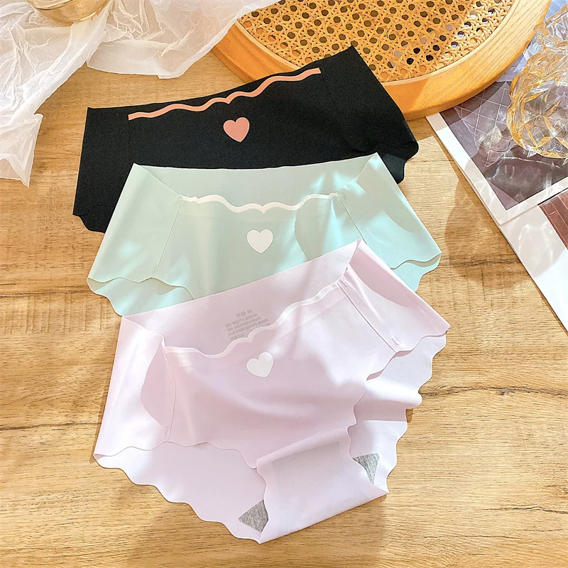 3Pcs/set Seamless Panties Women Low-Rise Heart Underwear M-XL Female Comfortable Briefs Ladies Trendy Wave Female Underpants New