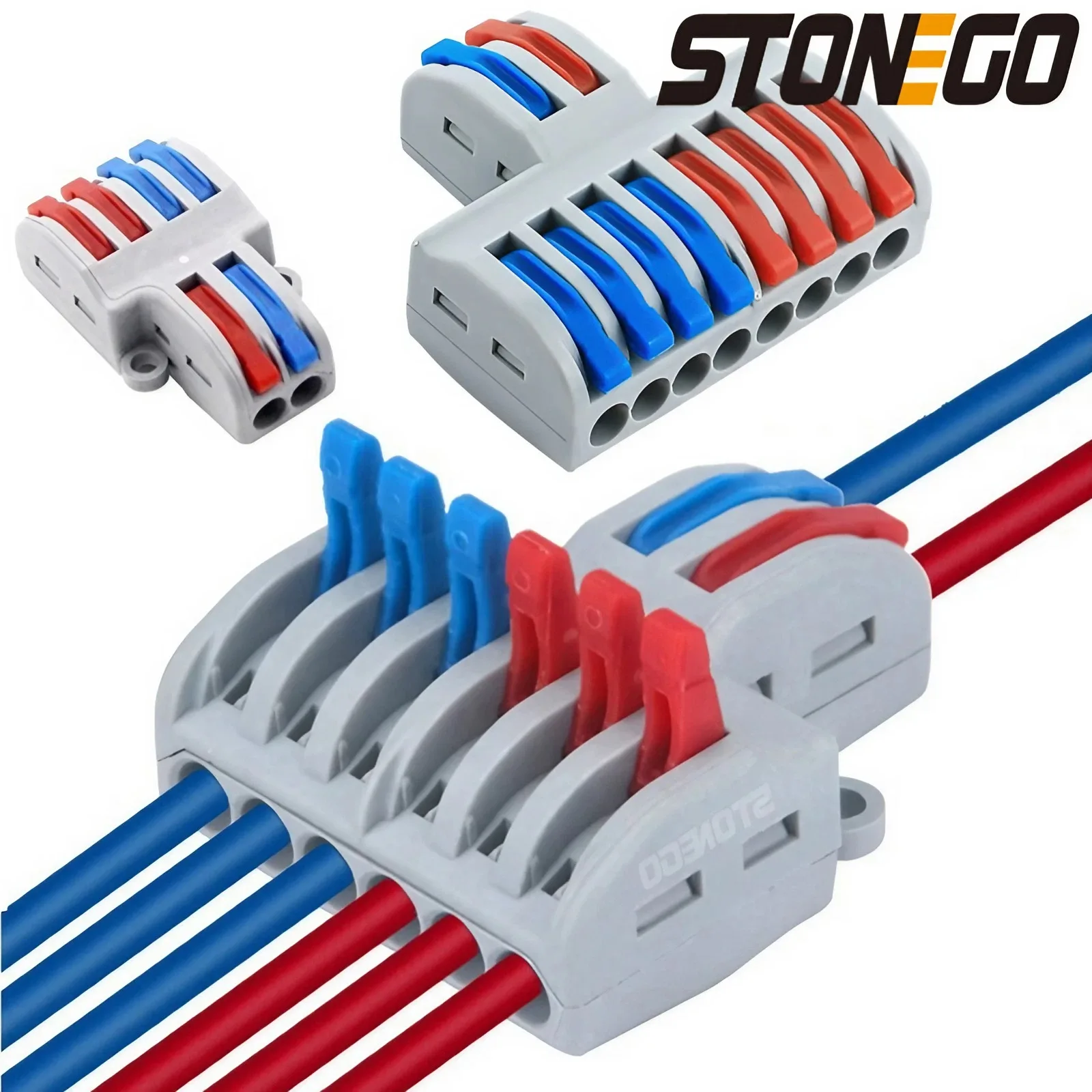 STONEGO 2 In 4/6/8 Several Out Quick Wiring Connector Universal Splitter Wiring Cable Pushin Can Matched Butt Home Terminal Bloc