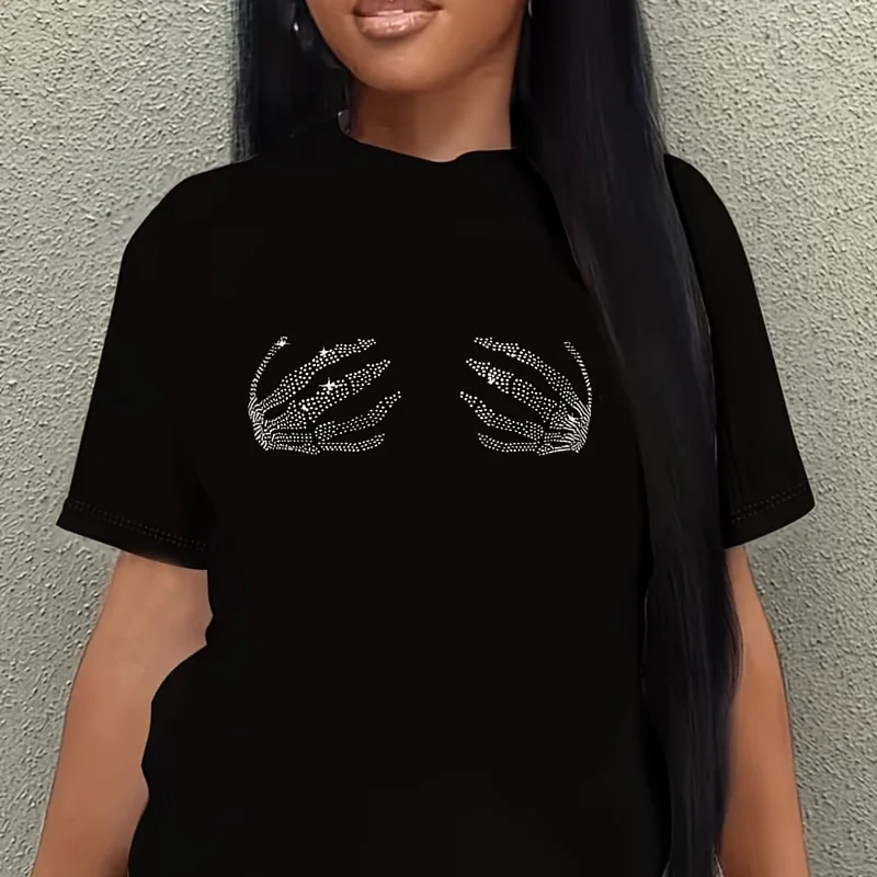 Skull Design Women's Plus Size T-Shirt 100% Cotton 220g