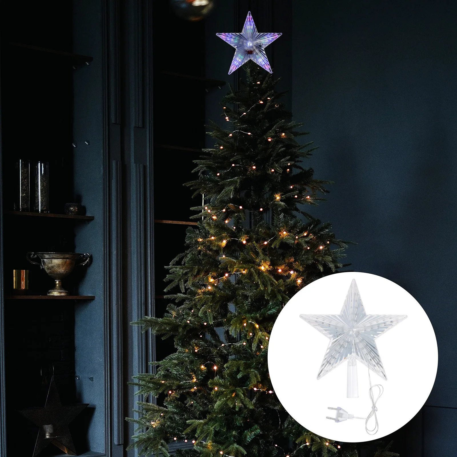 

1Pcs Color Changing Five-Pointed Star Lamp Acrylic Xmas Tree Light Xmas Topper Ornament Lovely Luminous Party Decoration