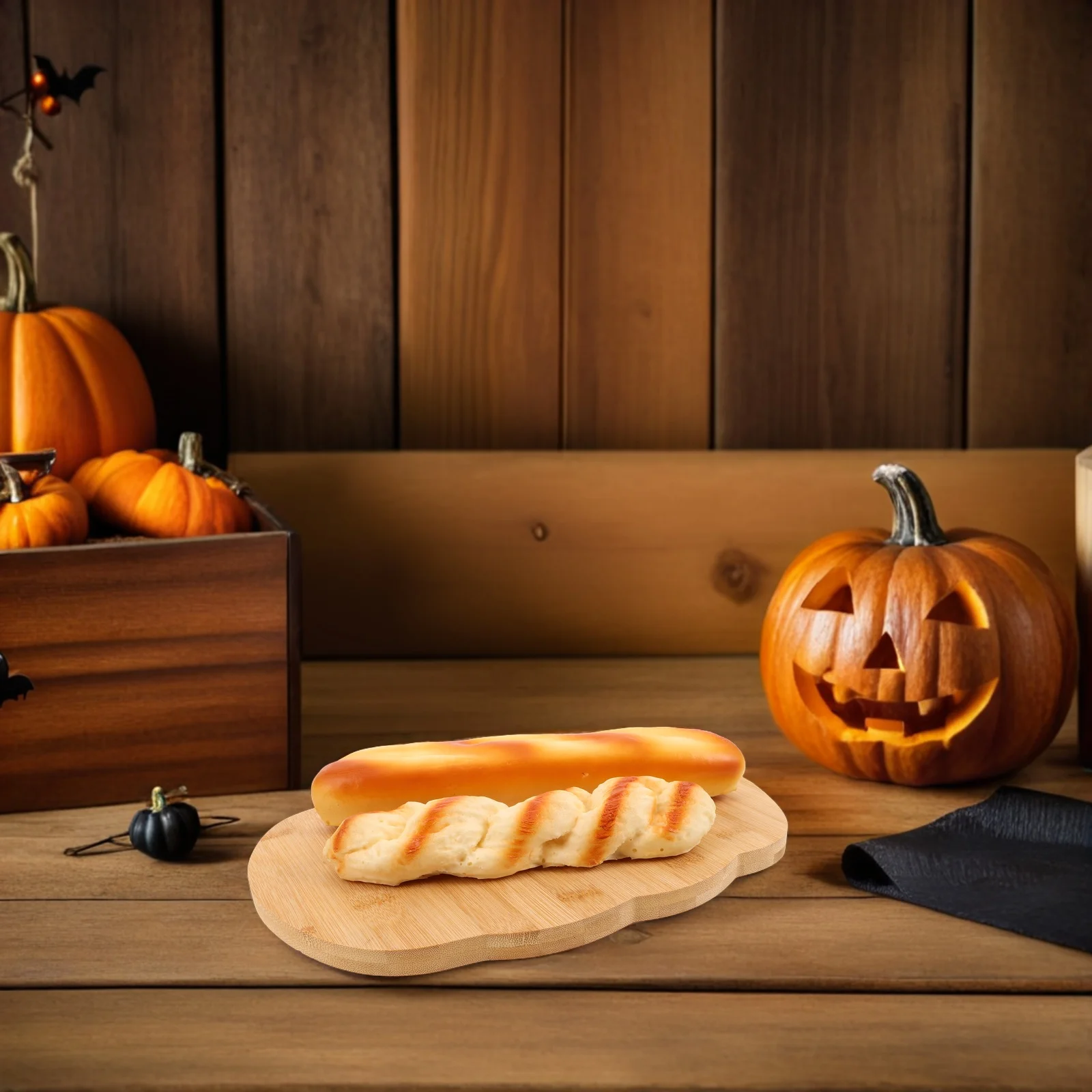 

Halloween Pumpkin Cutting Board Gothic Dishes Small Wooden Decorate Platters for Serving Food Bamboo Kitchen