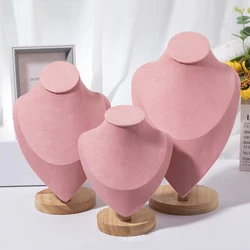 1pc Wooden Mannequin Bust Necklace Display Stand Portrait Model Neck Pendant Jewellery Storage Rack Holder Window Showcase Props