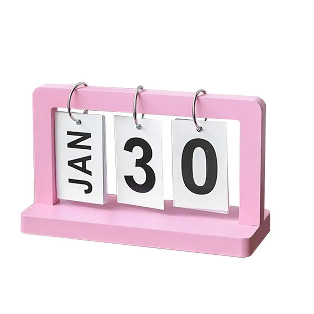 ปฏิทินไม้ถาวรเดือนพลิกแสดงวันที่เดสก์ทอปประจำวันอุปกรณ์ตกแต่งฉากถ่ายรูปกำหนดการสำนักงาน Q1R3บ้าน