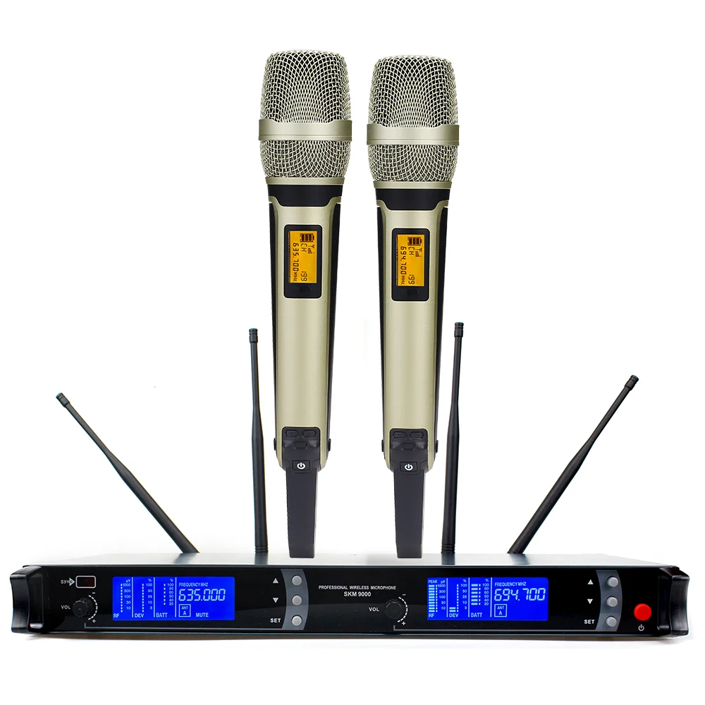 TOP SKM 9000 ricevitore a 2 canali sistema microfono Wireless karaoke SKM9100 microfono wireless UHF per microfono sennheiser SKM9000