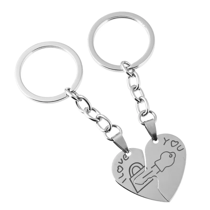 

Minimalist heart-shaped stainless steel keychain I LOVE YOU