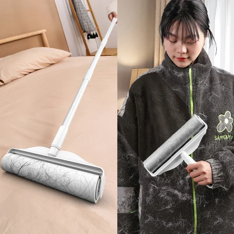 Wide Lint Rollers Brush Large Pet Hair Remover for Sofa Bed Carpet Cleaner Long Handle Dust brush Remover Roller with Refills