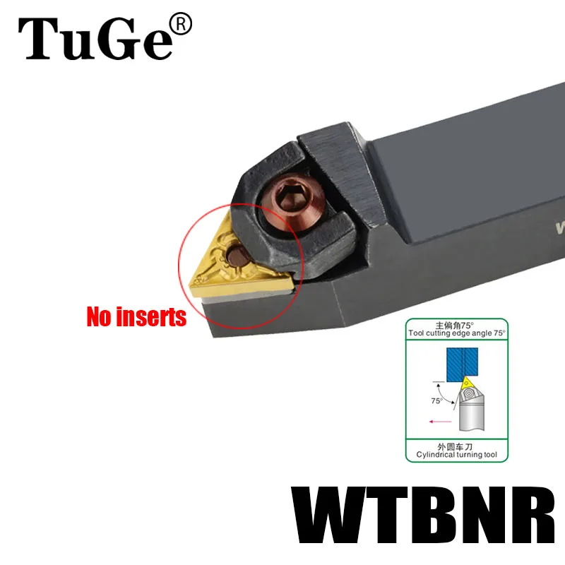 1 قطعة ، CNC مخرطة خارجية تحول أداة حامل WTBNR2020K16 WTBNR2525M16 قطع حافة زاوية 75 درجة لا توجد إدراج TNMG1604