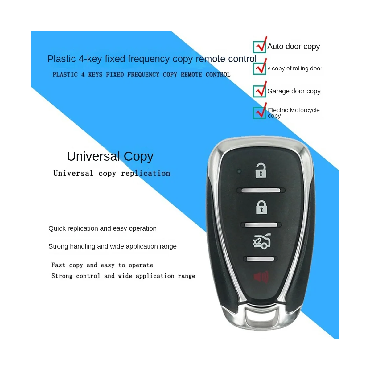 4 Channel Cloning RF Remote Control Copy Duplicator Key Distance Learning Electric Garage Door Controller 433 MHz