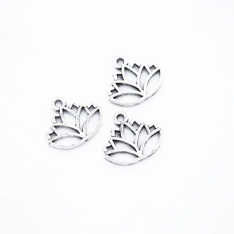 30 قطعة 3 ألوان زهرة اللوتس دلايات للقلادة والأساور قلادة DIY بها بنفسك صنع المجوهرات 14*16 مللي متر Q1136 #5