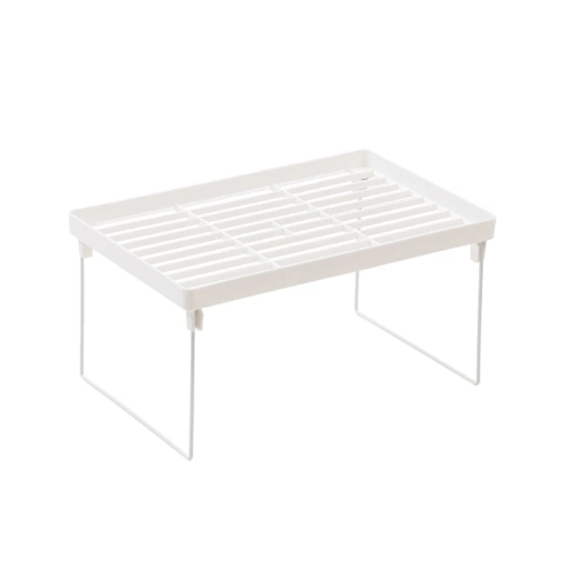 White Wire Stacking Cabinet Shelf, Stackable, Foldable, Space Saving, Stand Rack, Desk, Countertops, Storage Holder