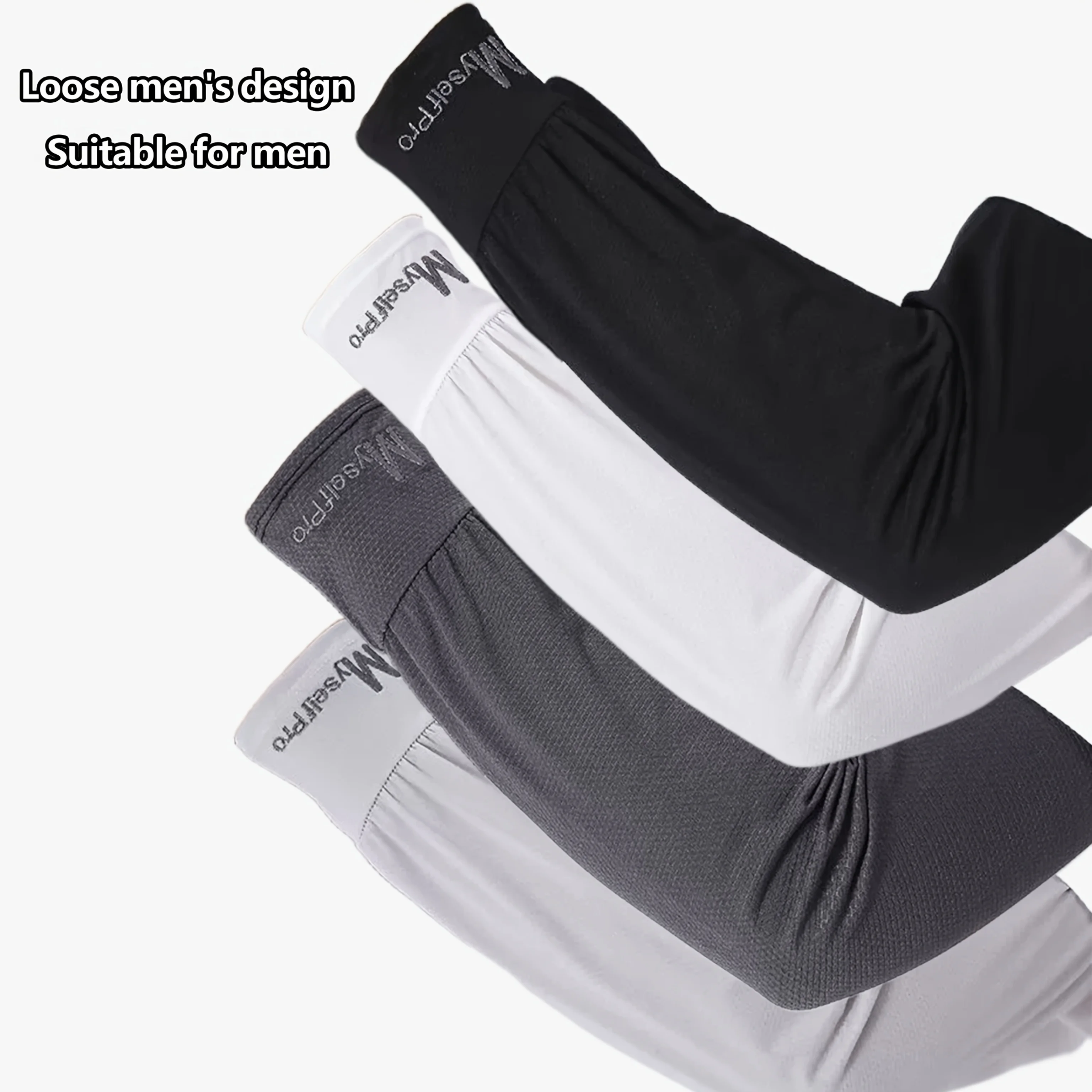 1 par de fundas de brazo con refrigeración UV Unisex, protección solar transpirable, cubierta de medio dedo, antideslizante para deportes, correr y senderismo