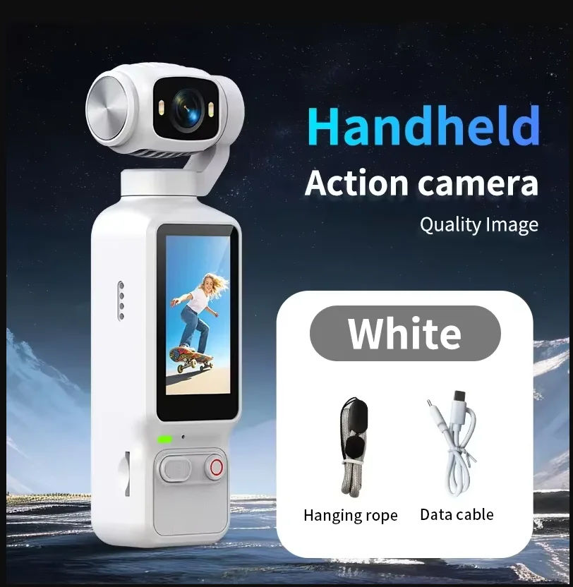Lenovo HD 4K Actionkamera 180 ° Drehbare tragbare Action-Kamera für Videoaufnahmen, geeignet für Vlog, YouTube, TikTok, Mädchen, um das Leben aufzzeichnen.