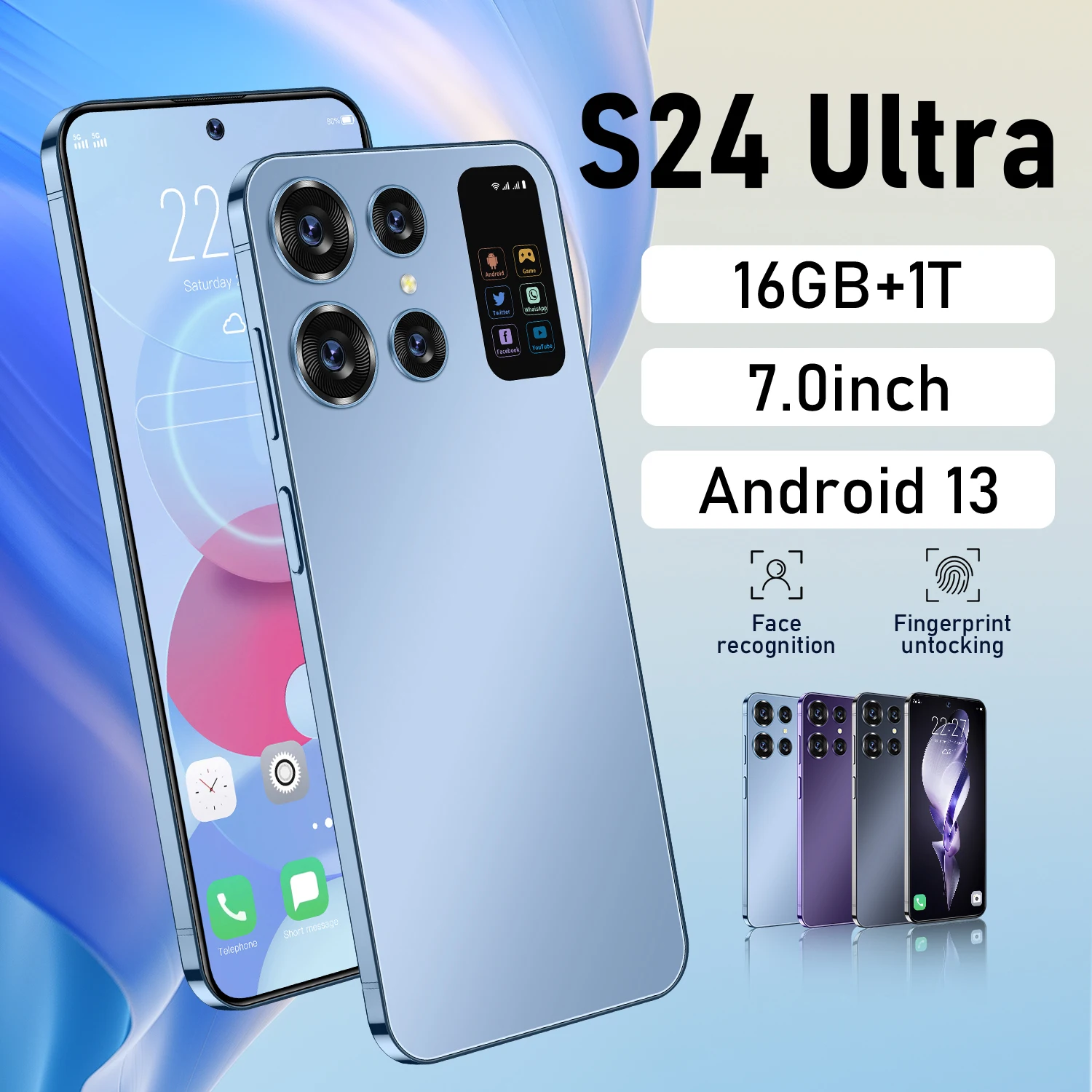 S24 Ultra Global Version Smartphone Snapdragon8 Gen2 16G+1T 7000mAh 48+72MP 4G/5G Android MobilePhone Dual SIM Face Unlock