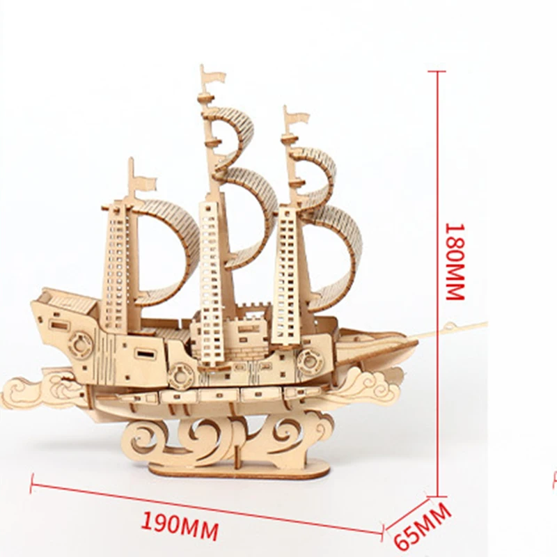 Sailboat Wooden Puzzle Model Kit Educational Toys for Child Gifts Assembly Handmade Toys for Adult Toys Wooden Puzzle Home Decor