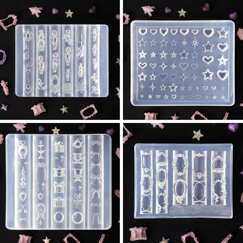 3D Virgin Mary Frame Heart Shape Bow Beautiful Silicone Nail Art Mold Nail Art Tools for DIY Salon Nail Art Design