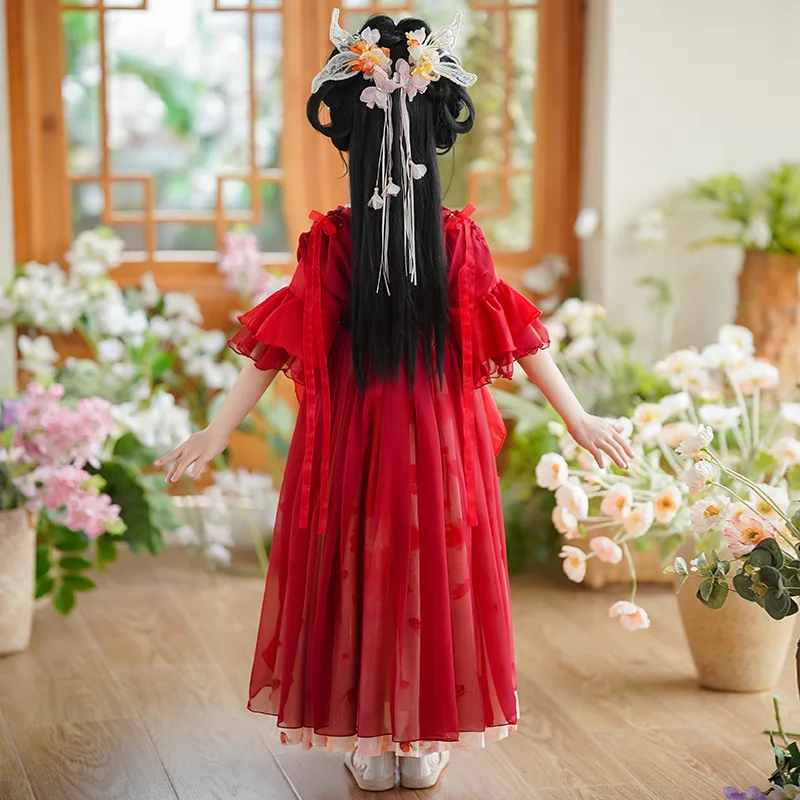 Ancient Chinese Traditional Hanfu Costume Children Kids Fairy Dress Folk Dance Performance Clothing Party Dress Girls Cosplay - view 5