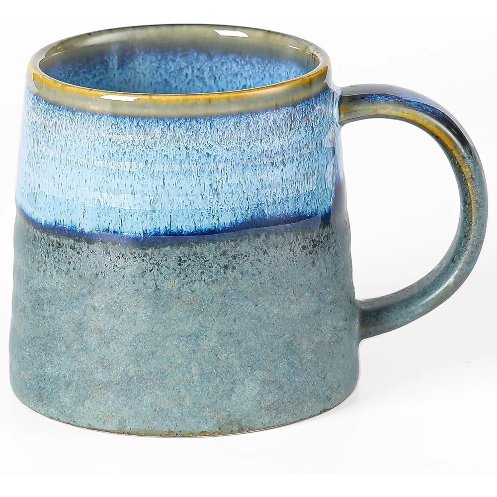 

Large Ceramic Coffee Mug, Handmade Pottery Mugs, Tea Cups with Big Handle for Office and Home, 15.5 oz