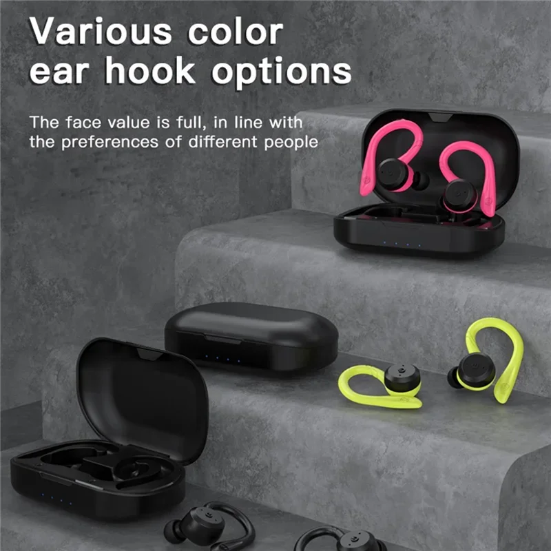 IPX7 Waterproof Wireless Headset Bluetooth Earphone Dual Wear Style Sport Running Stereo Headphone Long Play Time Mic Earbuds