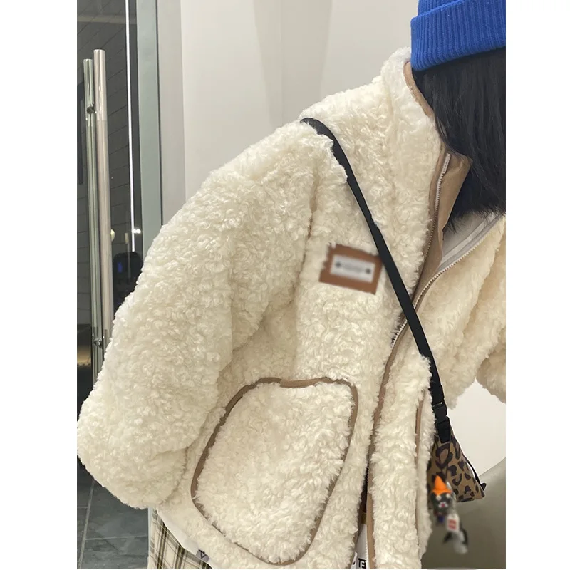 Winter Lamb Velvet Jacket Women's Furry Fur and Fur In One Fashion Thick Plus Velvet Lamb's Wool Jacket Women's Cotton Jacket