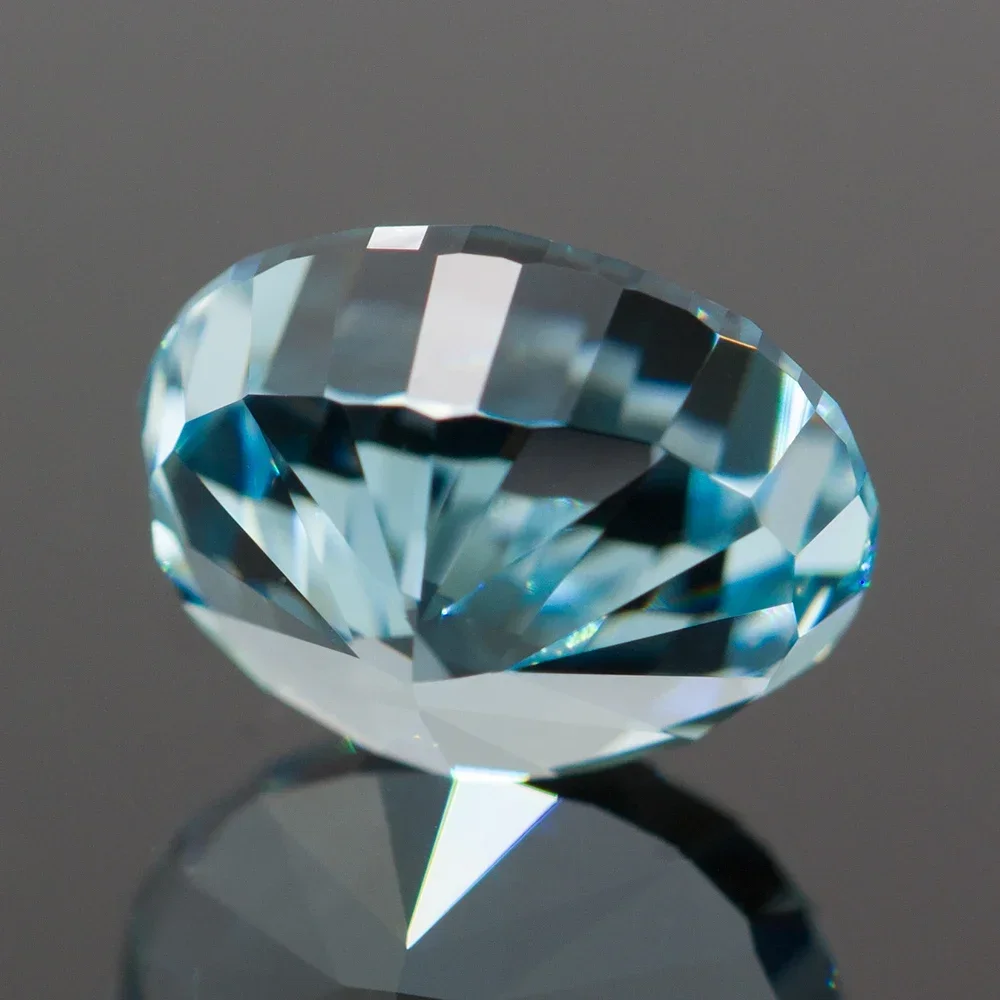 Zircônia cúbica luz aquamarine forma oval 4k corte de gelo esmagado grau superior sintético solto de alta qualidade para fazer jóias