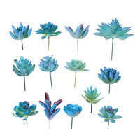 Mini Small Medium Large Blue Flocked Artificial Succulents Plants Home Bedroom Living Room Desktop Decoration Fake Plants Bonsai