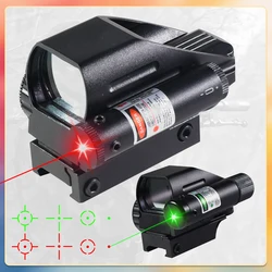 Tactical 1x22x33 Sight with Laser Red Green Dot 4 Reticle Holographic Projected Dot Reflex Scope Hunting Collimator Collimator